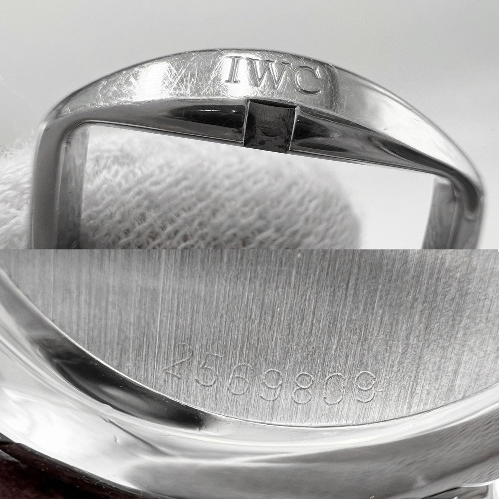 IWC SCHAFFHAUSEN アイダブリューシー シャフハウゼン 腕時計 ポートフィノ デイト AT ホワイト文字盤 メンズウォッチ Cal.37521 3513-1 自動巻き ステンレススチール レザー シルバー ワインレッド メンズ【中古品】