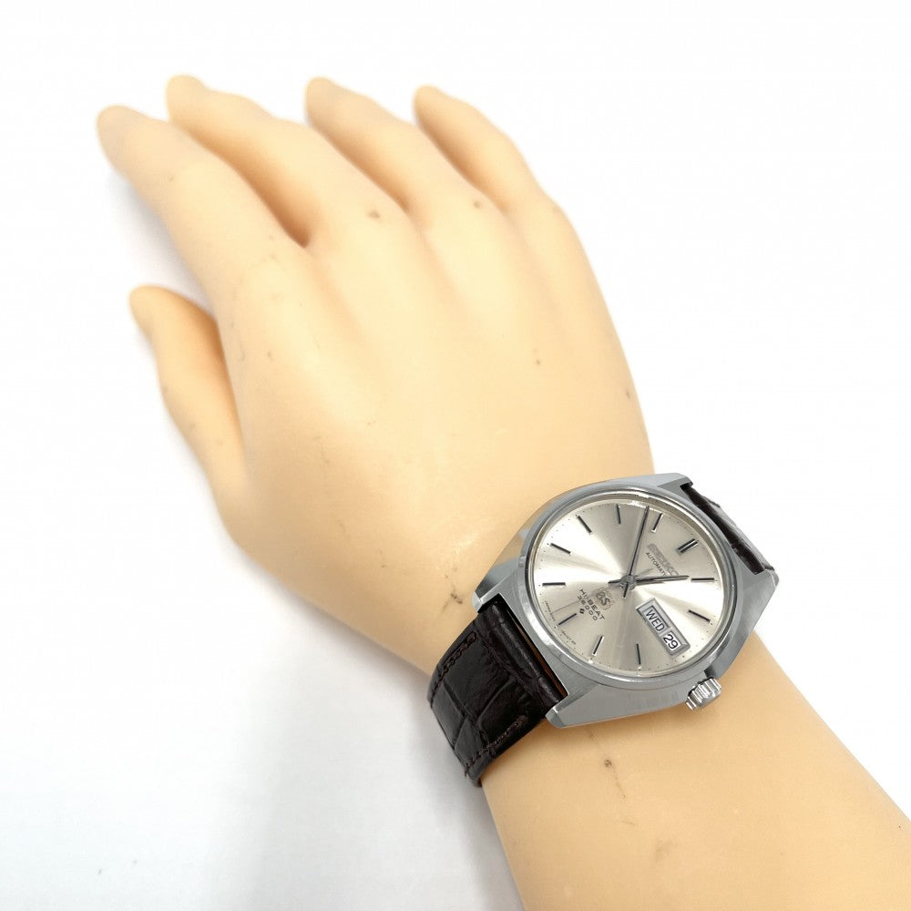 SEIKO セイコー 腕時計 グランドセイコー ハイビート36000 唐草GS デイデイト AT カットガラス Cal.6146A 6146-8010 自動巻き ステンレススチール ブラウン 茶 シルバー メンズ【中古品】
