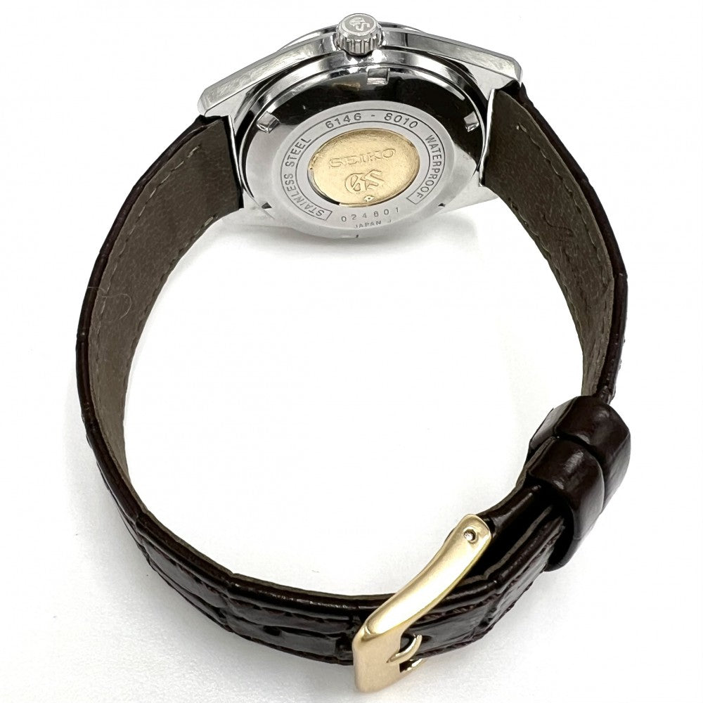 SEIKO セイコー 腕時計 グランドセイコー ハイビート36000 唐草GS デイデイト AT カットガラス Cal.6146A 6146-8010 自動巻き ステンレススチール ブラウン 茶 シルバー メンズ【中古品】