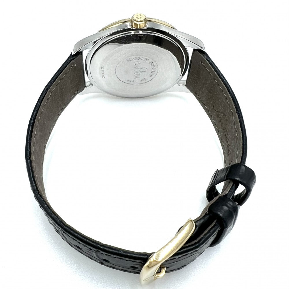 【開店SALE】 OMEGA オメガ 腕時計 デイト AT SS MAISON FONDEE EN 1848 シャンパンゴールド文字盤 166.0285/366.0885 自動巻き ステンレススチール K18ゴールド ブラック 黒 ゴールド メンズ【中古品】