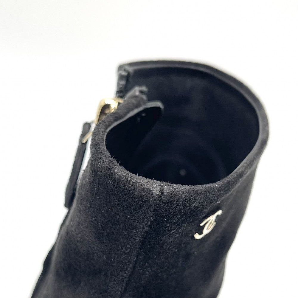 CHANEL シャネル ブーツ サイドジップ ショートブーツ ココマーク シューズ 靴 ピンヒール 36サイズ 約23cm G33552 スウェード ブラック 黒 ゴールド金具 レディース【中古品】