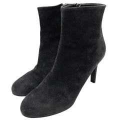 【開店SALE】 CHANEL シャネル ブーツ サイドジップ ショートブーツ ココマーク シューズ 靴 ピンヒール 36サイズ 約23cm G33552 スウェード ブラック 黒 ゴールド金具 レディース【中古品】