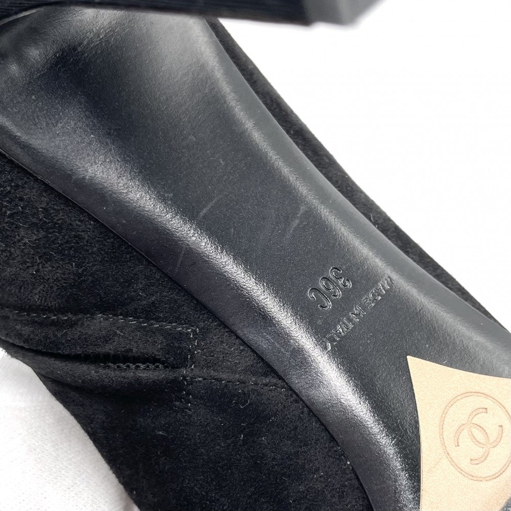 CHANEL シャネル ブーツ サイドジップ ショートブーツ ココマーク シューズ 靴 ピンヒール 36サイズ 約23cm G33552 スウェード ブラック 黒 ゴールド金具 レディース【中古品】