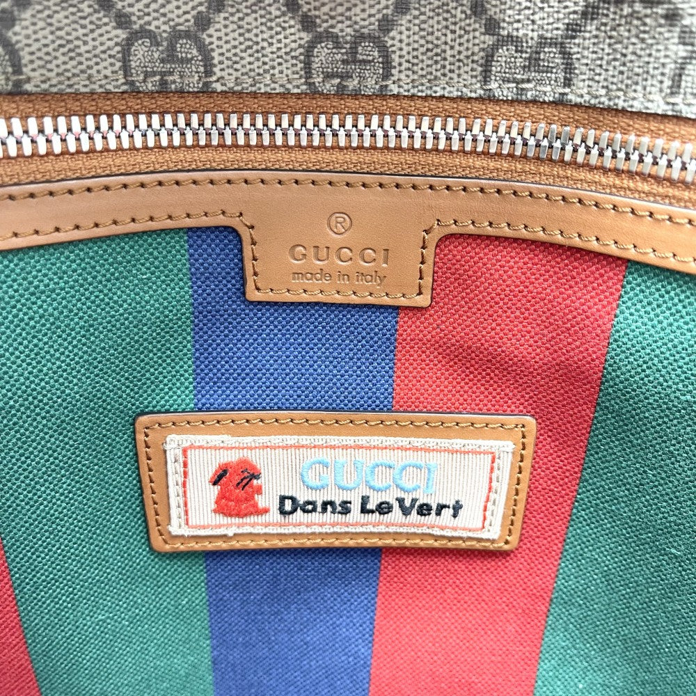 GUCCI グッチ 2WAY ウェブGG ミディアムトートバッグ ハンドバッグ ショルダーバッグ GGスプリーム 723885 PVCコーティングキャンバス レザー ブルー 青 ベージュ シルバー金具 レディース【中古品】