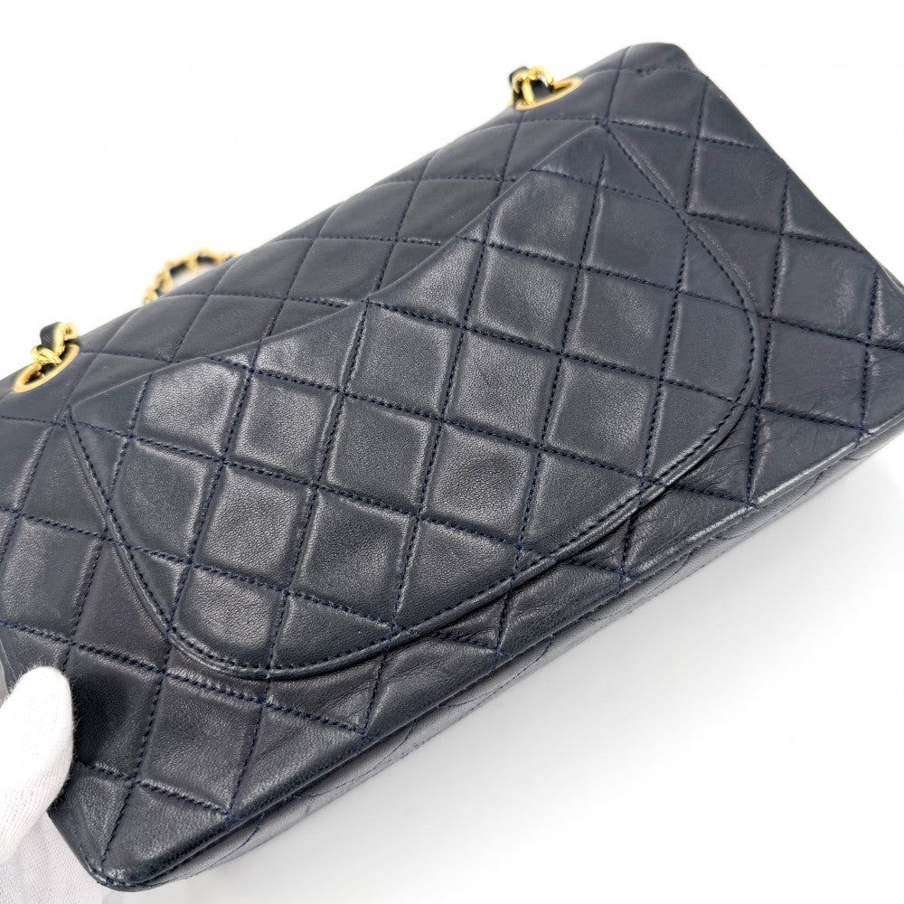 CHANEL シャネル ショルダーバッグ マトラッセ23 ダブルチェーン ダブルフラップ ココマーク ターンロック ラムスキン ネイビー 紺 ゴールド金具 レディース【中古品】