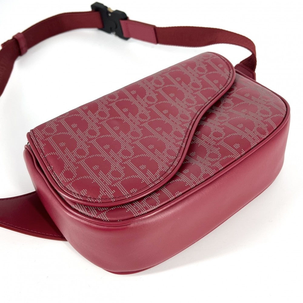 【開店SALE】 Dior ディオール ボディバッグ オブリーク ギャラクシー ショルダーバッグ ワールドツアー サドルバッグ ウエストバッグ レザー レッド 赤 シルバー金具 メンズ【中古品】