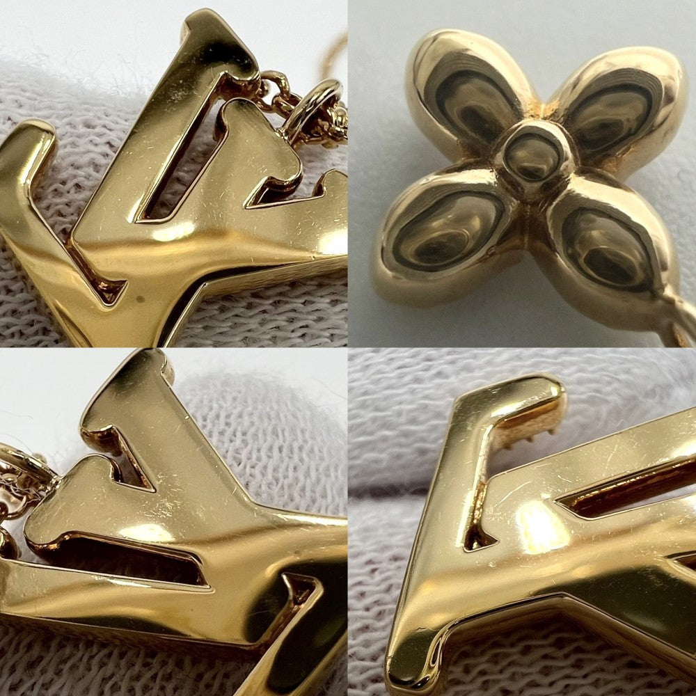 LOUIS VUITTON ルイヴィトン ネックレス レディLV アクセサリー 2連チェーン ラインストーン M01845 ゴールド ユニセックス 約12.5g【中古品】