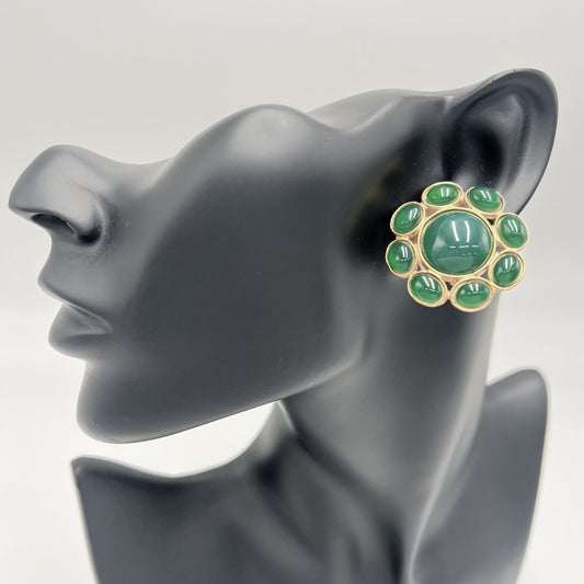 【開店SALE】 CHANEL シャネル イヤリング グリポア ココマーク ヴィンテージ アクセサリー GP カラーストーン 95A ゴールド グリーン 緑 レディース 約27.8g 1995年【中古品】