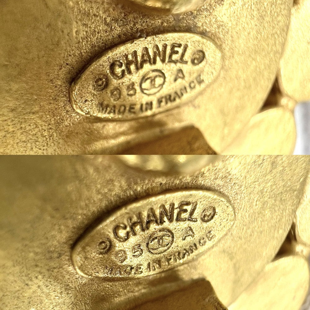 【開店SALE】 CHANEL シャネル イヤリング グリポア ココマーク ヴィンテージ アクセサリー GP カラーストーン 95A ゴールド グリーン 緑 レディース 約27.8g 1995年【中古品】