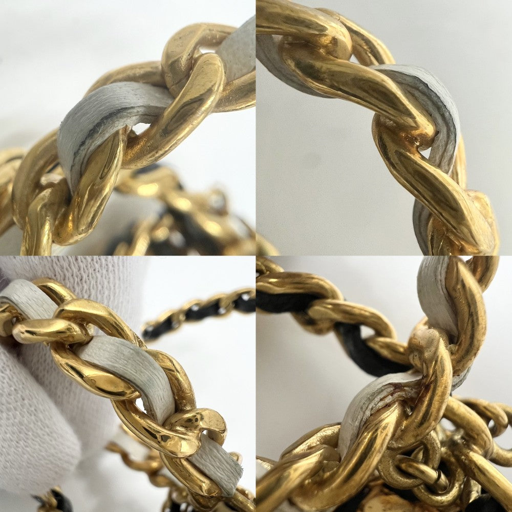 CHANEL シャネル イヤリング ココマーク スイング アクセサリー チェーン GP レザー 93C ブラック 黒 ゴールド金具 レディース 約85.1g 1993年【中古品】