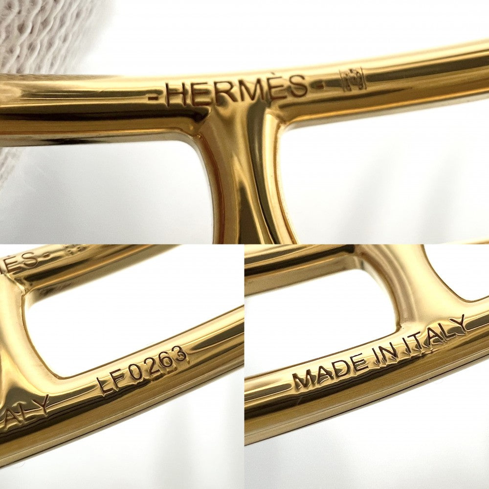 【開店SALE】 HERMES エルメス ブレスレット ルリ ドゥブルトゥール アクセサリー レザー ブラック 黒 ゴールド レディース 約10.1g【中古品】