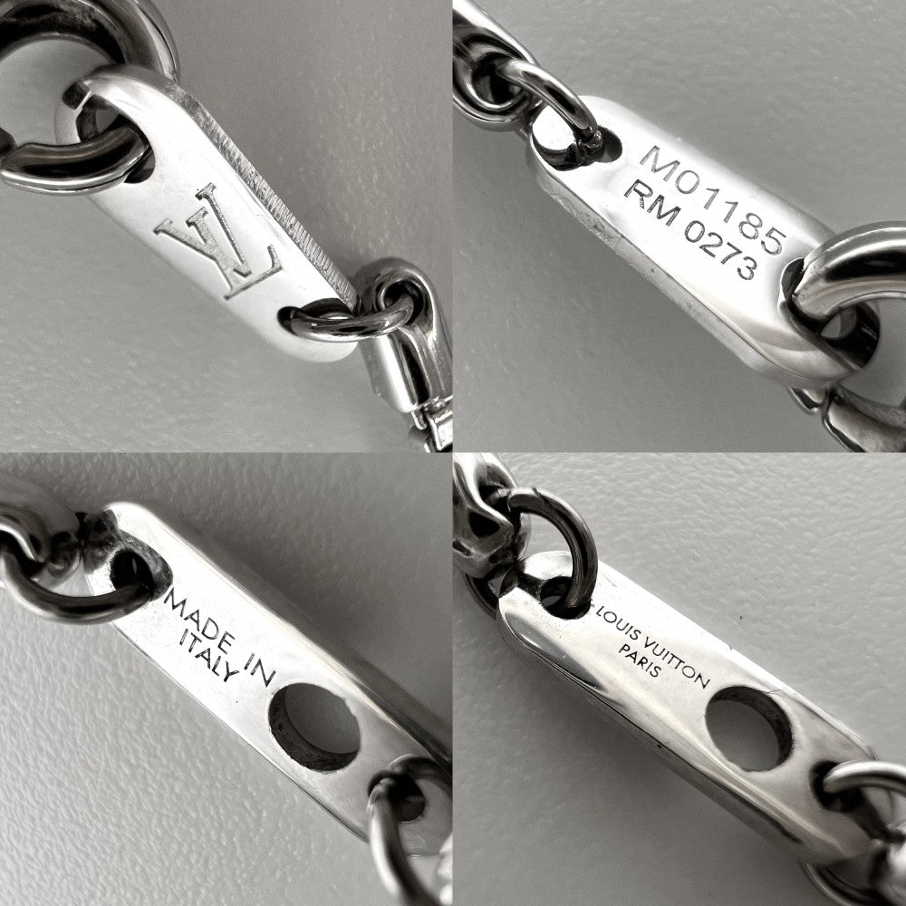 【開店SALE】 LOUIS VUITTON ルイヴィトン ネックレス モノグラムプレイ ペンダント アクセサリー ロングネックレス メタル M01185 シルバー ユニセックス 約19.2g【中古品】