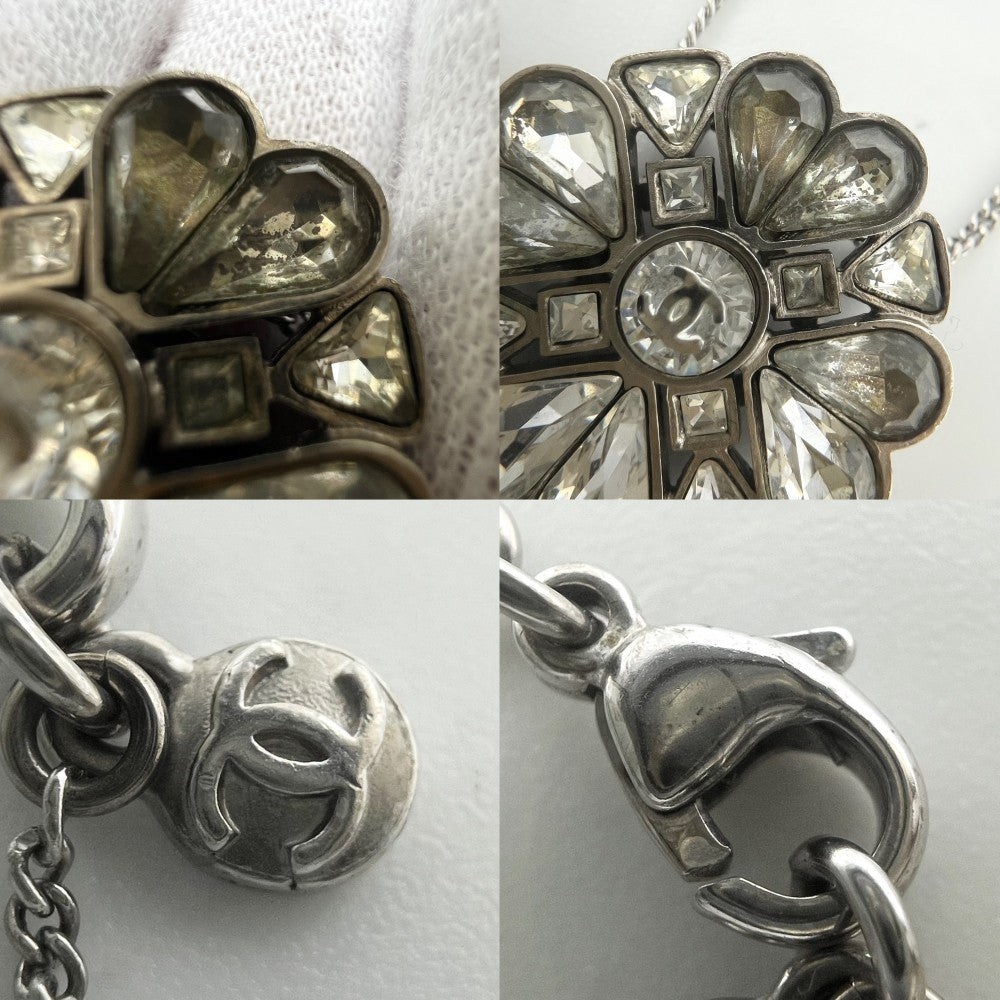 CHANEL シャネル ネックレス チェーン ココマーク アクセサリー クローバー ラインストーン 08A シルバー レディース 約12.4g 2008年【中古品】