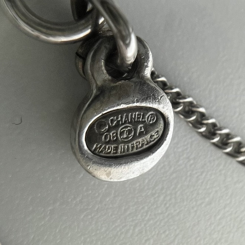 CHANEL シャネル ネックレス チェーン ココマーク アクセサリー クローバー ラインストーン 08A シルバー レディース 約12.4g 2008年【中古品】