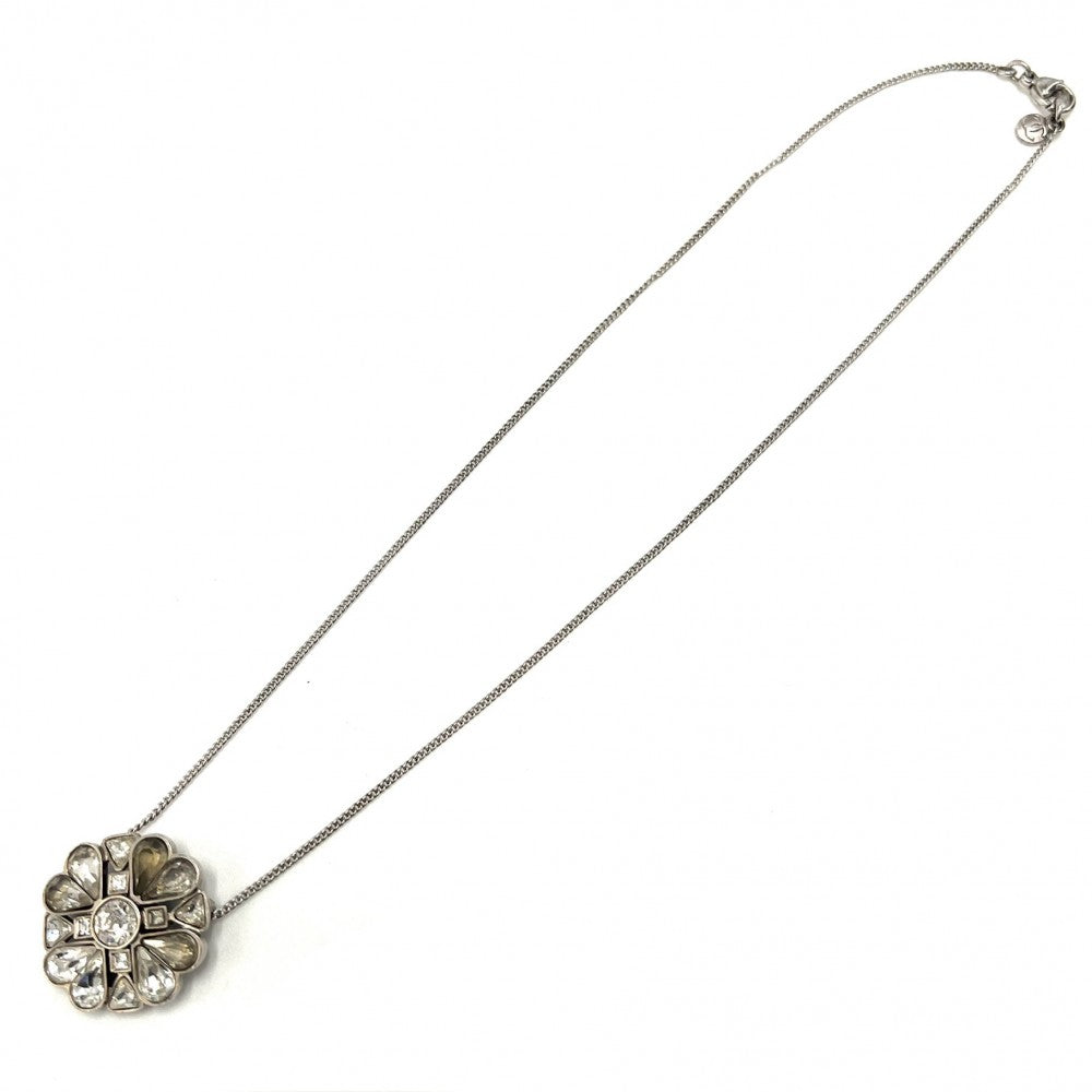 CHANEL シャネル ネックレス チェーン ココマーク アクセサリー クローバー ラインストーン 08A シルバー レディース 約12.4g 2008年【中古品】