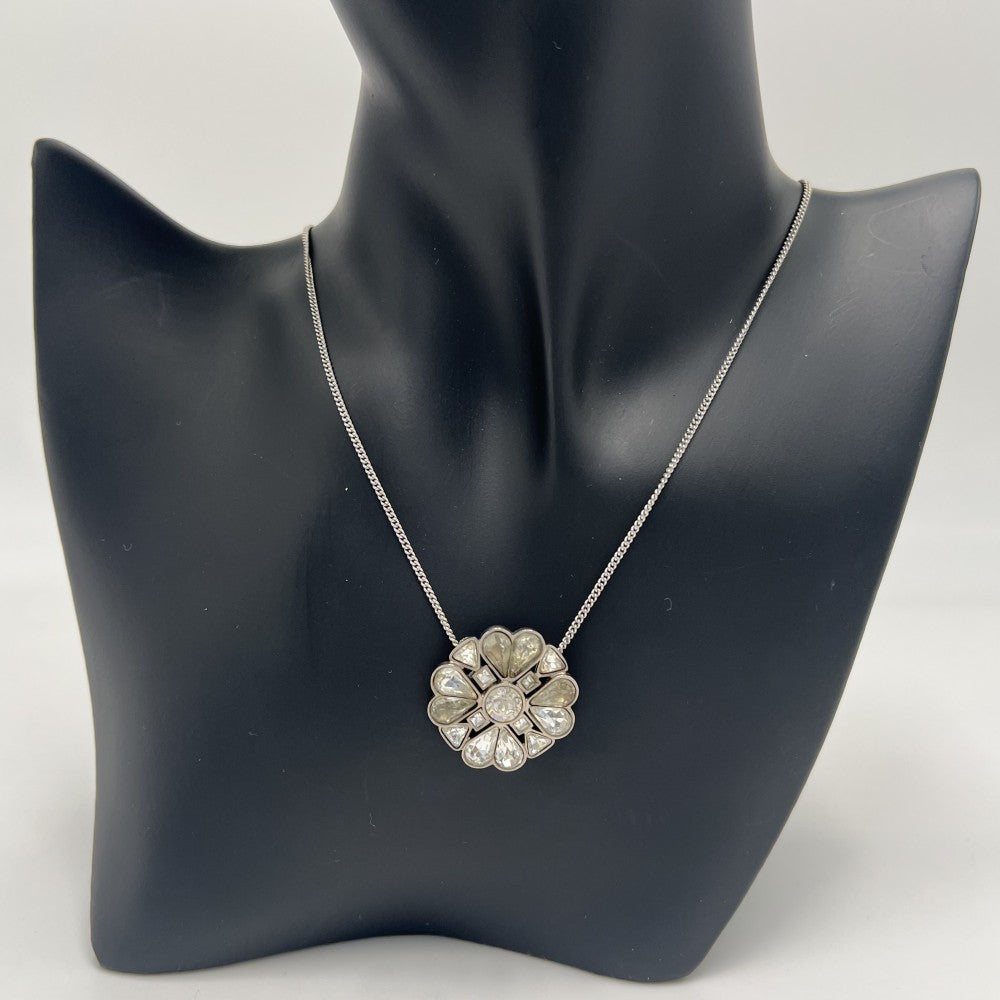 CHANEL シャネル ネックレス チェーン ココマーク アクセサリー クローバー ラインストーン 08A シルバー レディース 約12.4g 2008年【中古品】