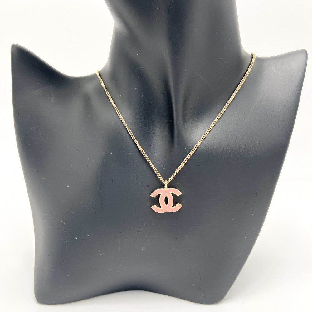 【開店SALE】 CHANEL シャネル ネックレス チェーン ココマーク アクセサリー GP 01A ゴールド ピンク レディース 約6.3g 2001年【中古品】