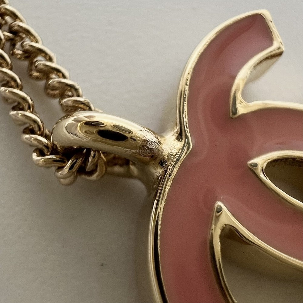 【開店SALE】 CHANEL シャネル ネックレス チェーン ココマーク アクセサリー GP 01A ゴールド ピンク レディース 約6.3g 2001年【中古品】