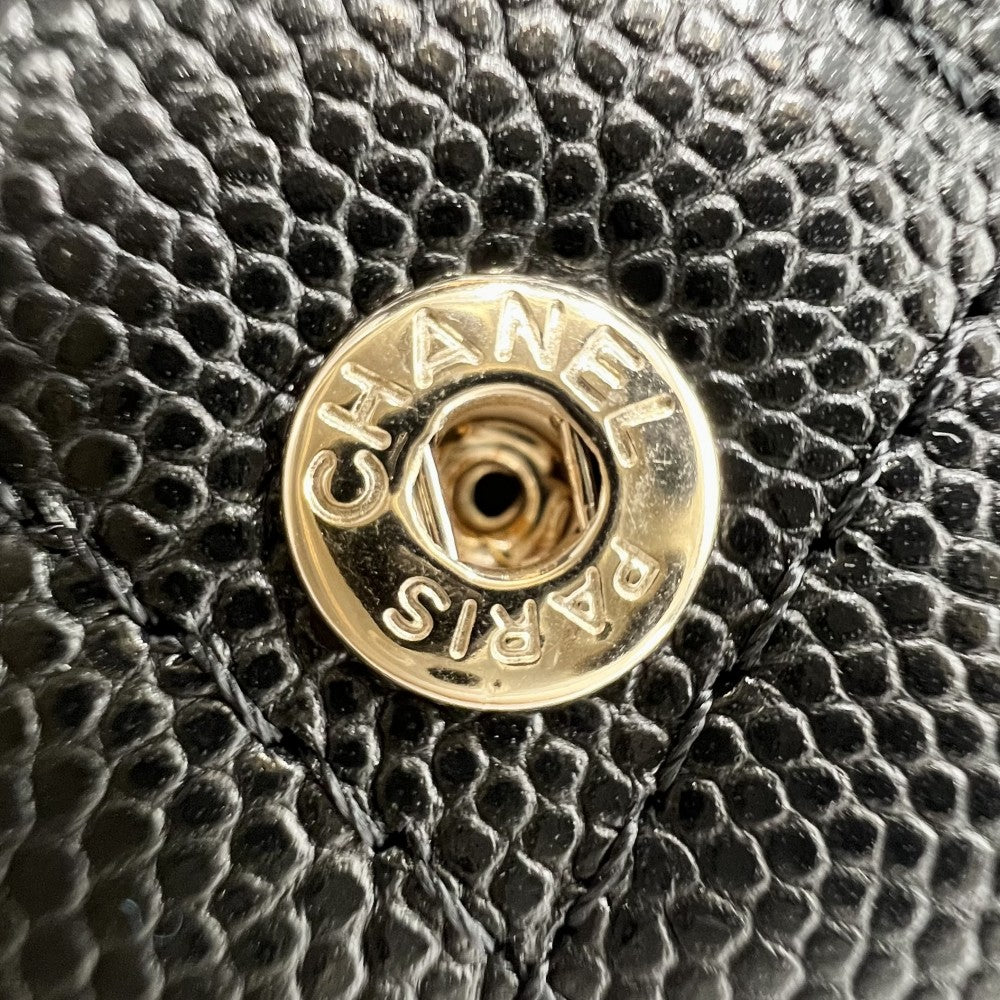 【開店SALE】 CHANEL シャネル コインケース 25SS カードケース マトラッセ ココマーク 小銭入れ 小物 AP3400 キャビアスキン ラインストーン ブラック 黒 ゴールド金具 レディース【中古品】