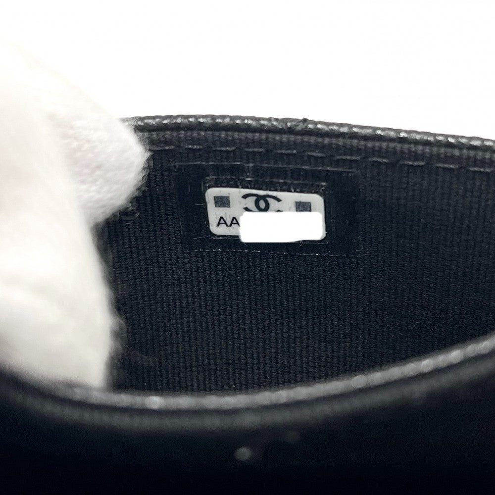 【開店SALE】 CHANEL シャネル コインケース 25SS カードケース マトラッセ ココマーク 小銭入れ 小物 AP3400 キャビアスキン ラインストーン ブラック 黒 ゴールド金具 レディース【中古品】