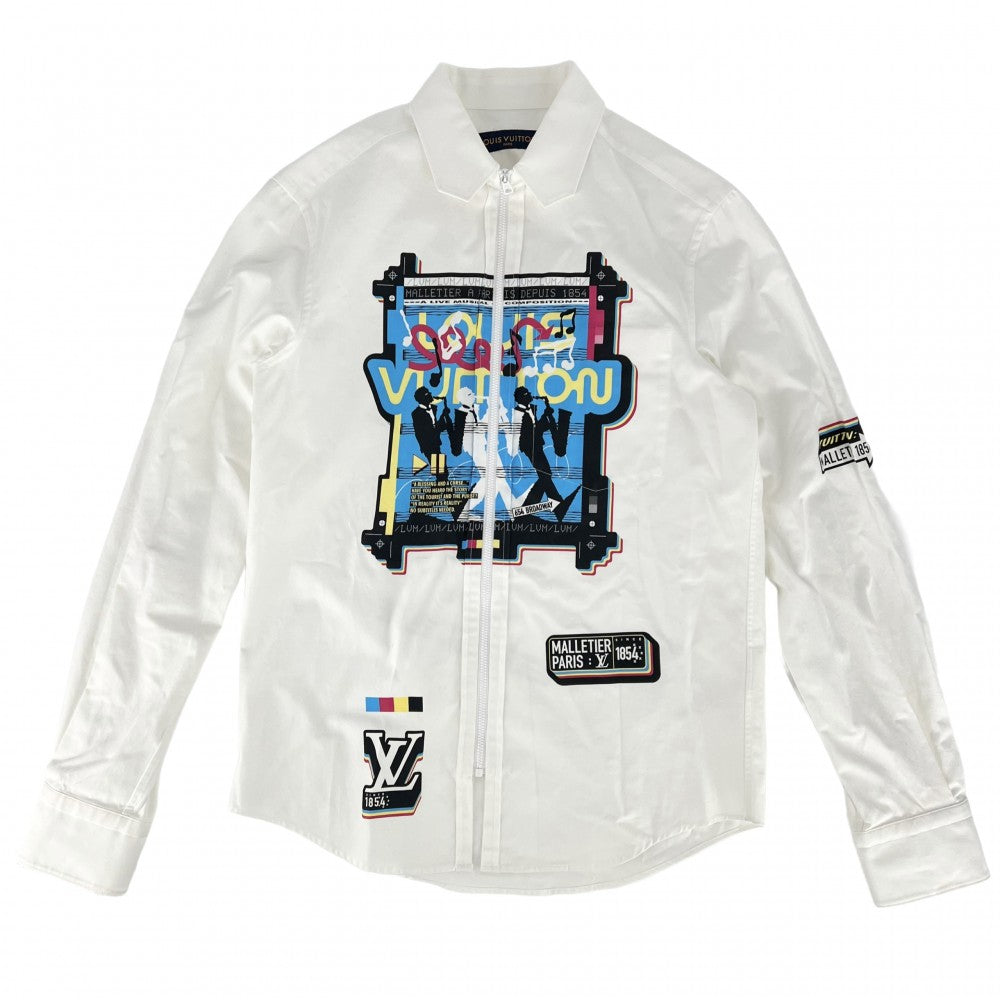 【開店SALE】 LOUIS VUITTON ルイヴィトン ジャケット テクニカルジップシャツ コットンジャケット ブルゾン 服 23SS XS ホワイト 白 マルチカラー ホワイト金具 春 秋 コットン メンズ【中古品】