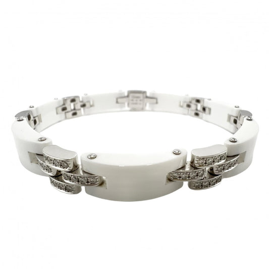 【開店SALE】 CARTIER カルティエ バングル マイヨンパンテール ジュエリー アクセサリー Au750 18金WG メンズ レディース ブレスレット K18ホワイトゴールド セラミック ダイヤモンド ユニセックス 約38.5g【中古品】