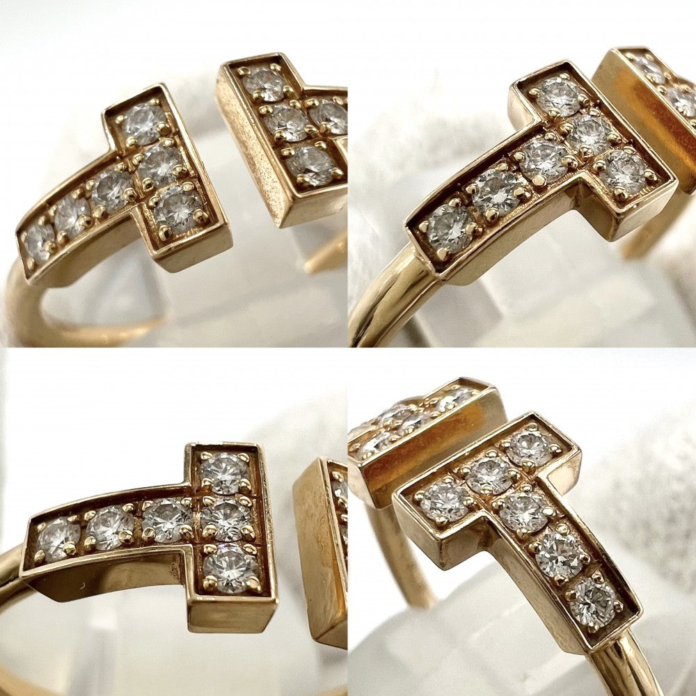 TIFFANY&Co. ティファニー 指輪 ティファニーT Tワイヤーリング ジュエリー アクセサリー 18金YG Au750 K18イエローゴールド ダイヤモンド0.13ct 約11.5号 レディース 約2.5g【中古品】