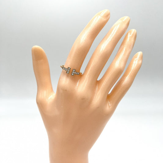 TIFFANY&Co. ティファニー 指輪 ティファニーT Tワイヤーリング ジュエリー アクセサリー 18金YG Au750 K18イエローゴールド ダイヤモンド0.13ct 約11.5号 レディース 約2.5g【中古品】