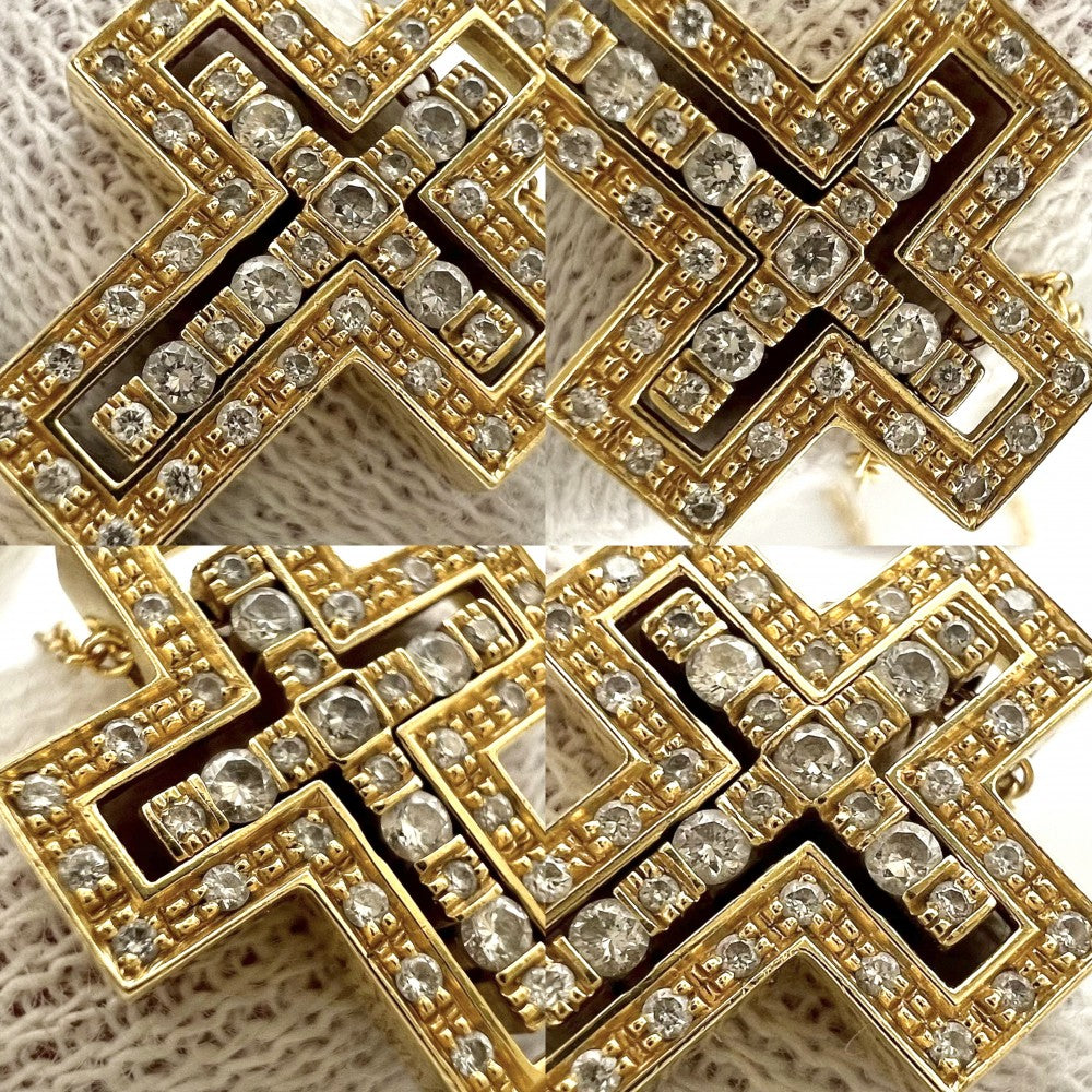 Damiani ダミアーニ ネックレス ベルエポック クロスモチーフ アクセサリー Bell Epoque XXS ジュエリー 18金YG K18イエローゴールド ダイヤモンド 20083571 レディース 約4.4g【中古品】