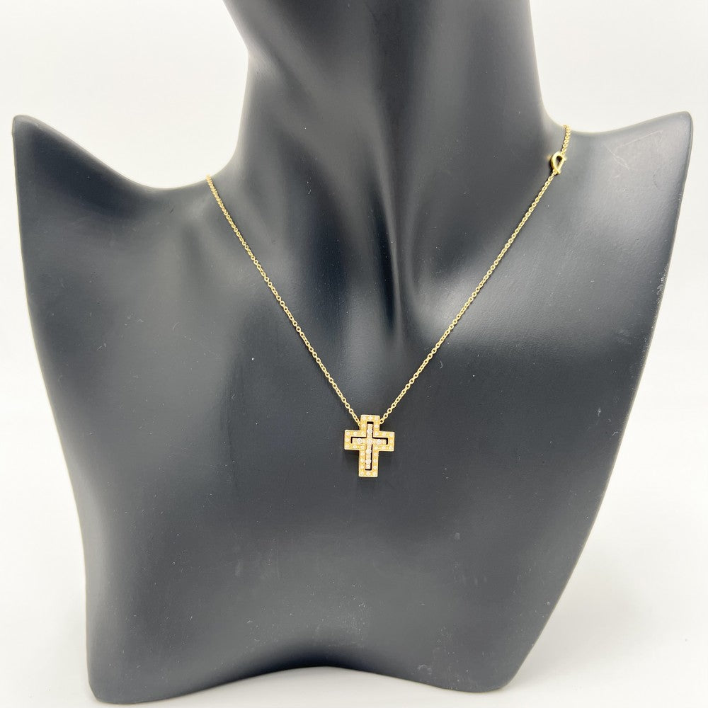 Damiani ダミアーニ ネックレス ベルエポック クロスモチーフ アクセサリー Bell Epoque XXS ジュエリー 18金YG K18イエローゴールド ダイヤモンド 20083571 レディース 約4.4g【中古品】