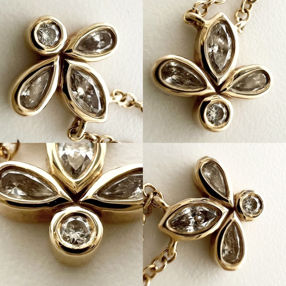 【開店SALE】 TIFFANY&Co. ティファニー ネックレス フルールドリス ジュエリー アクセサリー 18金YG Au750 K18イエローゴールド ダイヤモンド レディース 約1.8g【中古品】