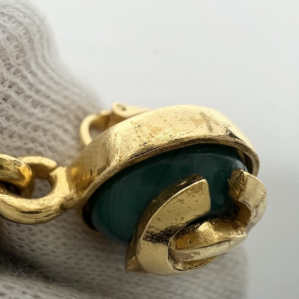 【開店SALE】 CHANEL シャネル イヤリング ココマーク ヴィンテージ アクセサリー スイング GP カラーストーン 95A ゴールド グリーン 緑 レディース 約35.8g 1995年【中古品】