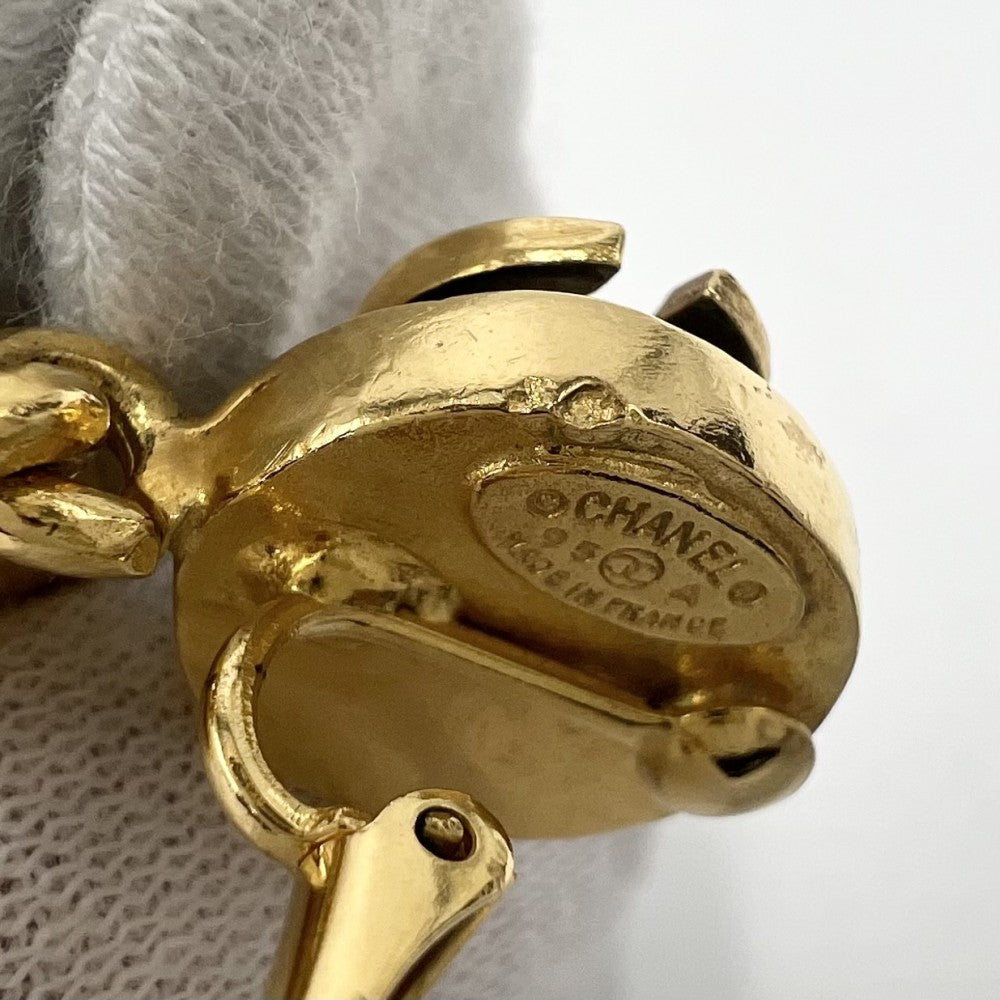 【開店SALE】 CHANEL シャネル イヤリング ココマーク ヴィンテージ アクセサリー スイング GP カラーストーン 95A ゴールド グリーン 緑 レディース 約35.8g 1995年【中古品】