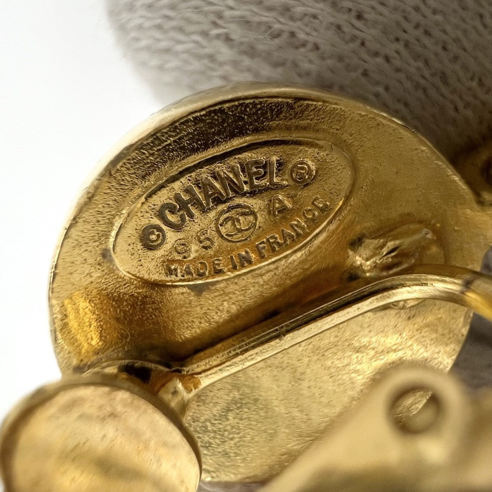 【開店SALE】 CHANEL シャネル イヤリング ココマーク ヴィンテージ アクセサリー スイング GP カラーストーン 95A ゴールド グリーン 緑 レディース 約35.8g 1995年【中古品】
