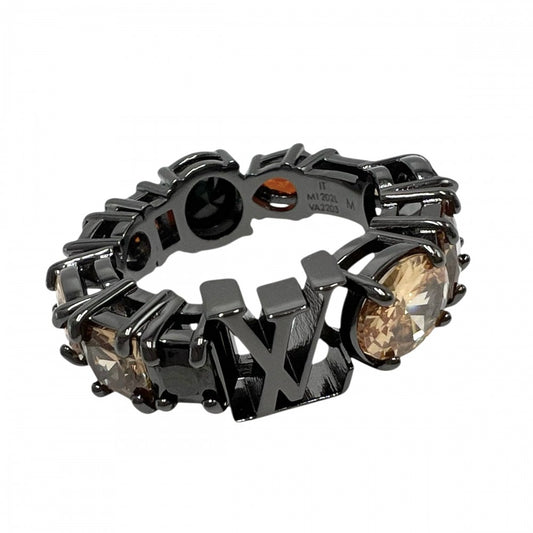 【開店SALE】 LOUIS VUITTON ルイヴィトン 指輪 LVライト アクセサリー リング 小物 Mサイズ ラインストーン 約19号 M1202L ブラック 黒 オレンジ メンズ 約8.0g【中古品】