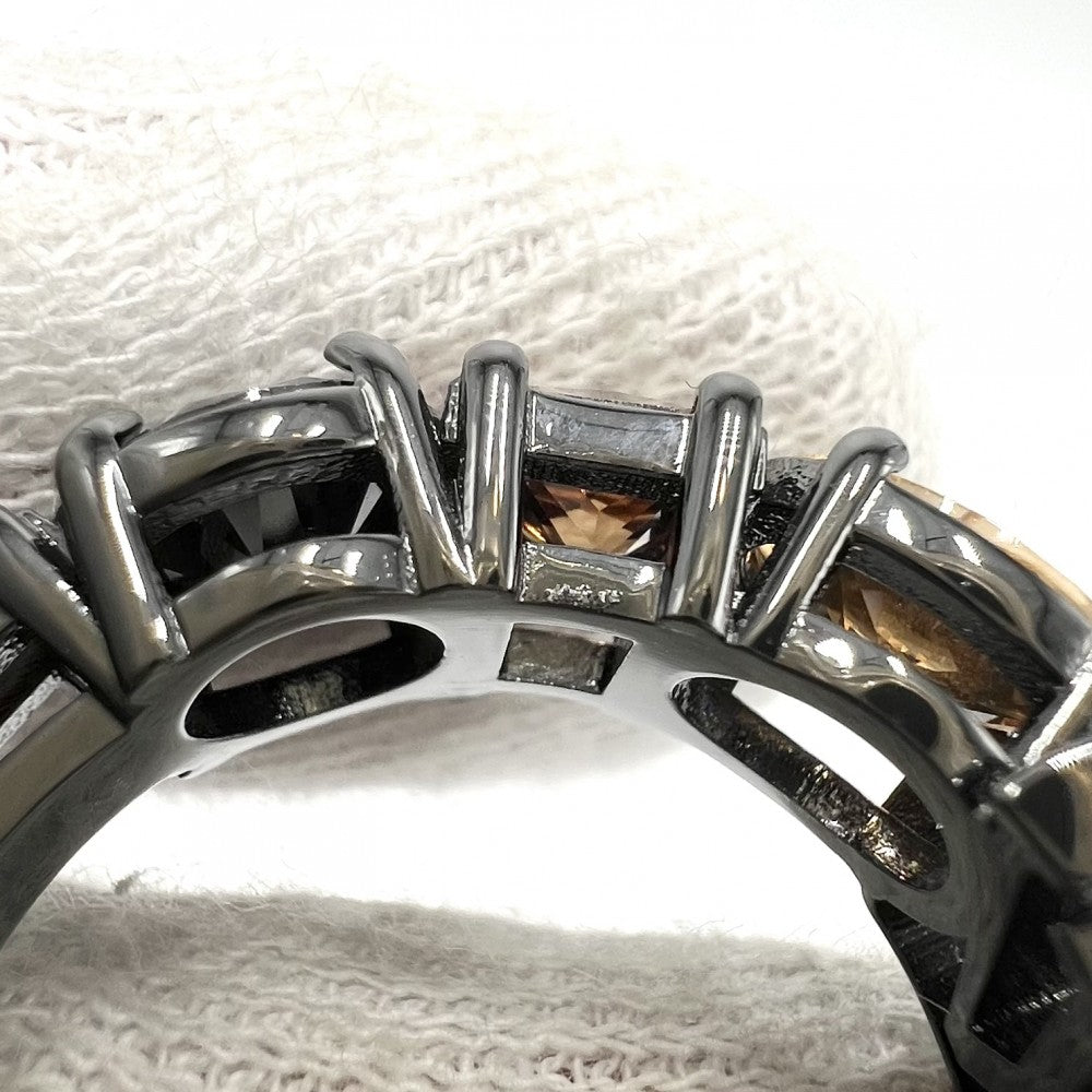LOUIS VUITTON ルイヴィトン 指輪 LVライト アクセサリー リング 小物 Mサイズ ラインストーン 約19号 M1202L ブラック 黒 オレンジ メンズ 約8.0g【中古品】