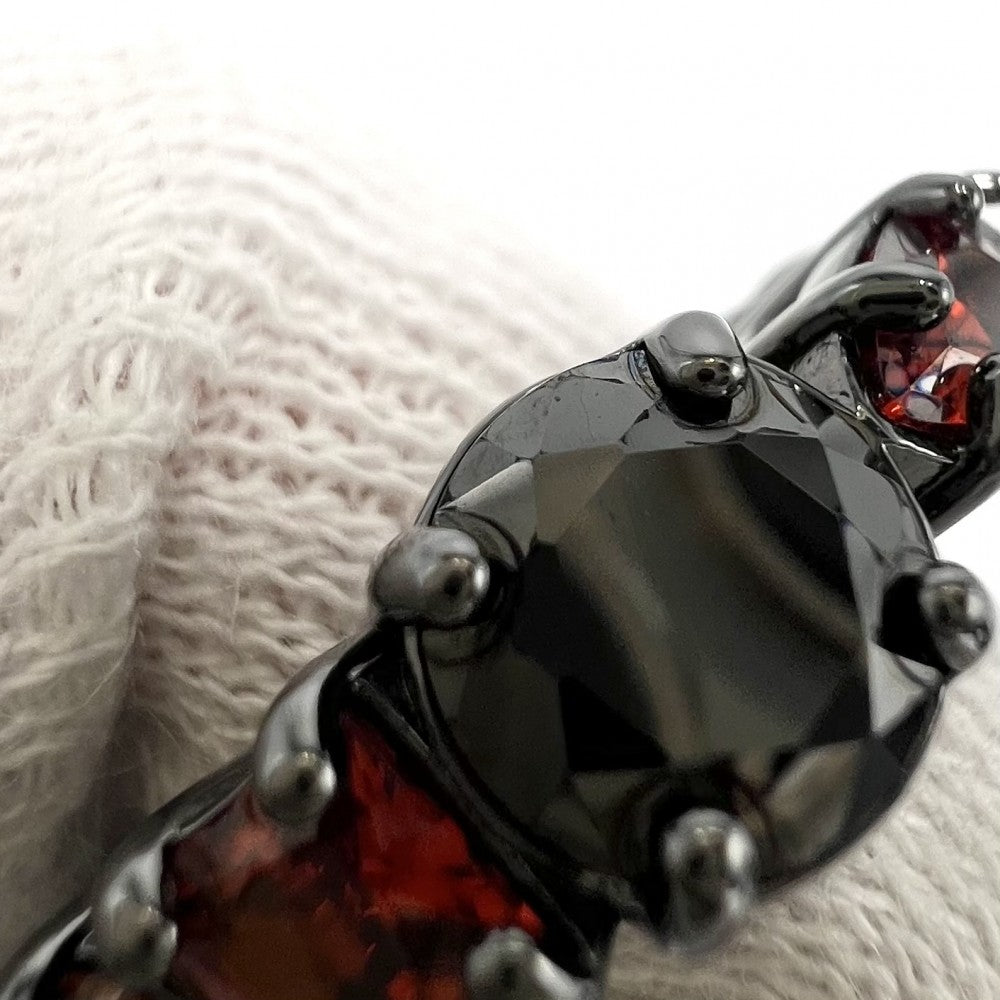 LOUIS VUITTON ルイヴィトン 指輪 LVライト アクセサリー リング 小物 Mサイズ ラインストーン 約19号 M1202L ブラック 黒 オレンジ メンズ 約8.0g【中古品】