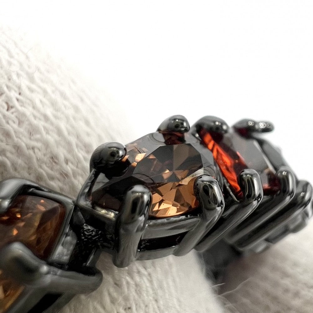 LOUIS VUITTON ルイヴィトン 指輪 LVライト アクセサリー リング 小物 Mサイズ ラインストーン 約19号 M1202L ブラック 黒 オレンジ メンズ 約8.0g【中古品】