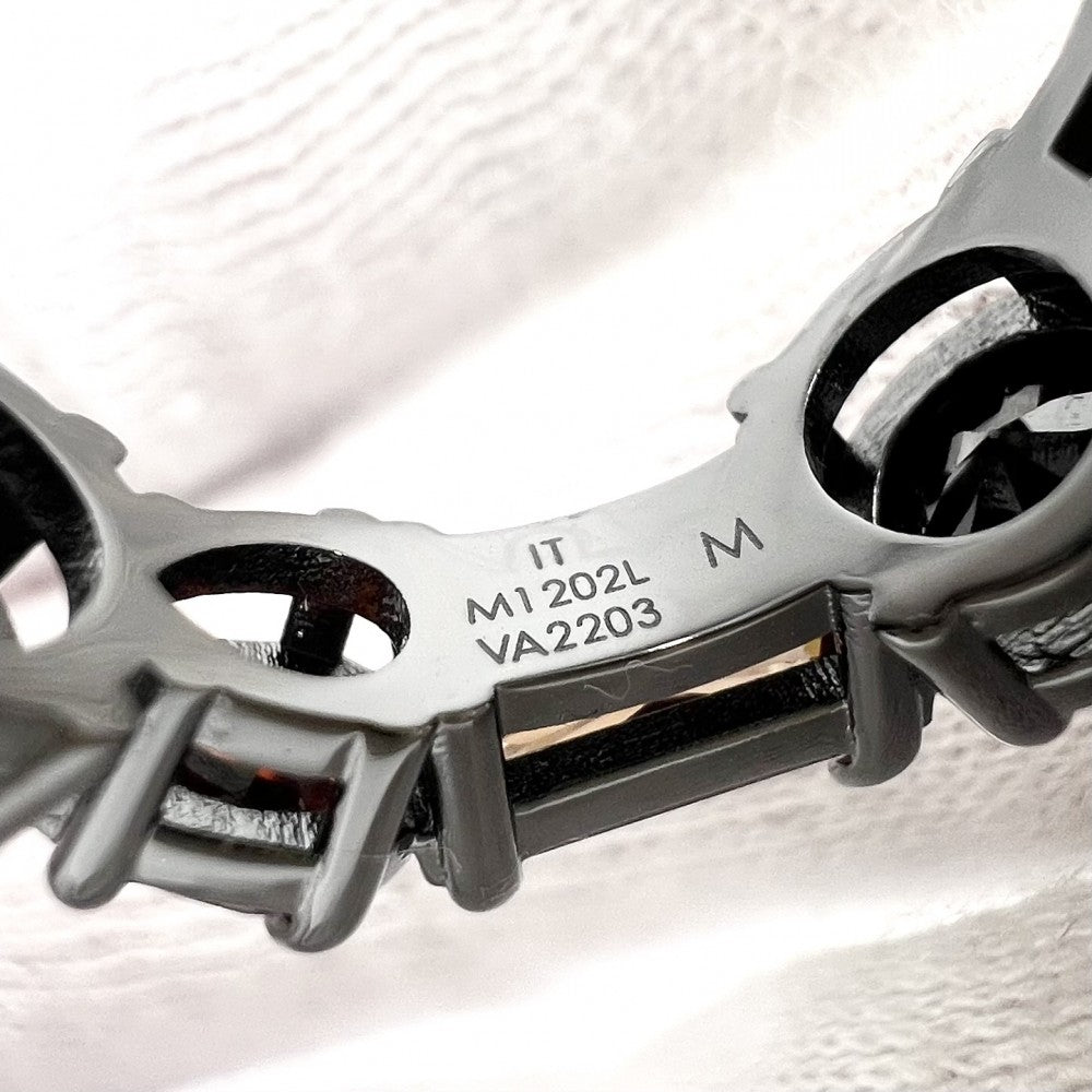 LOUIS VUITTON ルイヴィトン 指輪 LVライト アクセサリー リング 小物 Mサイズ ラインストーン 約19号 M1202L ブラック 黒 オレンジ メンズ 約8.0g【中古品】