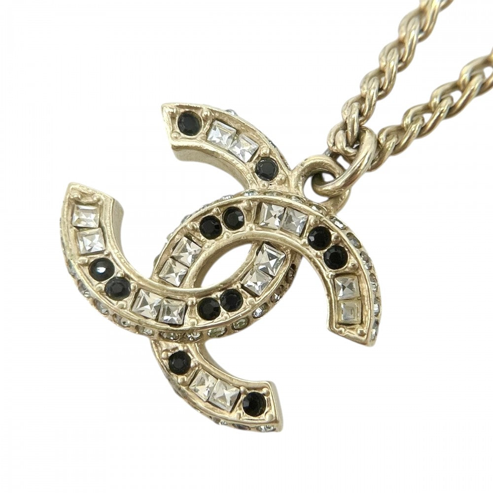 【開店SALE】 CHANEL シャネル ネックレス ココマーク ココ ゴールド ペンダント アクセサリー GP ラインストーン A15V レディース 約9.9g 2015年【中古品】