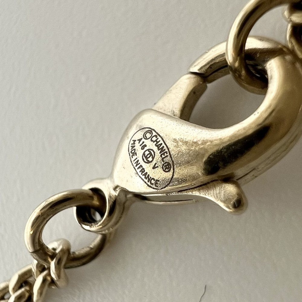 【開店SALE】 CHANEL シャネル ネックレス ココマーク ココ ゴールド ペンダント アクセサリー GP ラインストーン A15V レディース 約9.9g 2015年【中古品】