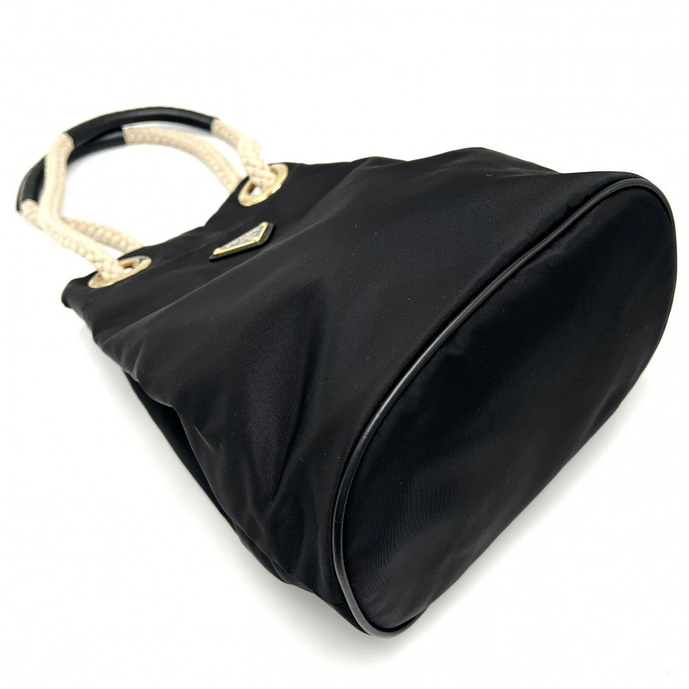 PRADA プラダ ハンドバッグ マリナースモール バケットバッグ Re-Nylon メンズ レディース 1BE082 ナイロン ブラック 黒 シルバー金具 レディース【中古品】
