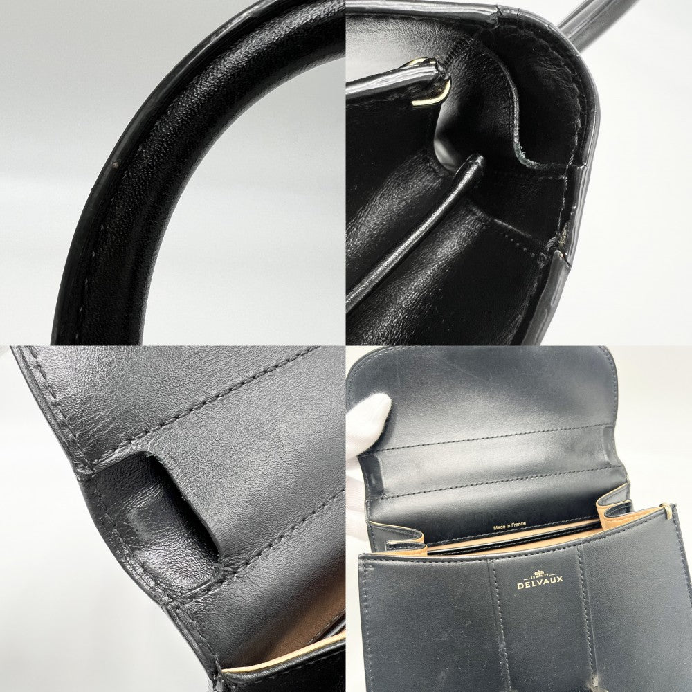 2WAY デルヴォー ブリヨンミニ ハンドバッグ ショルダーバッグ DELVAUX かばん 鞄 レザー ブラック 黒 ゴールド金具 レディース【中古品】