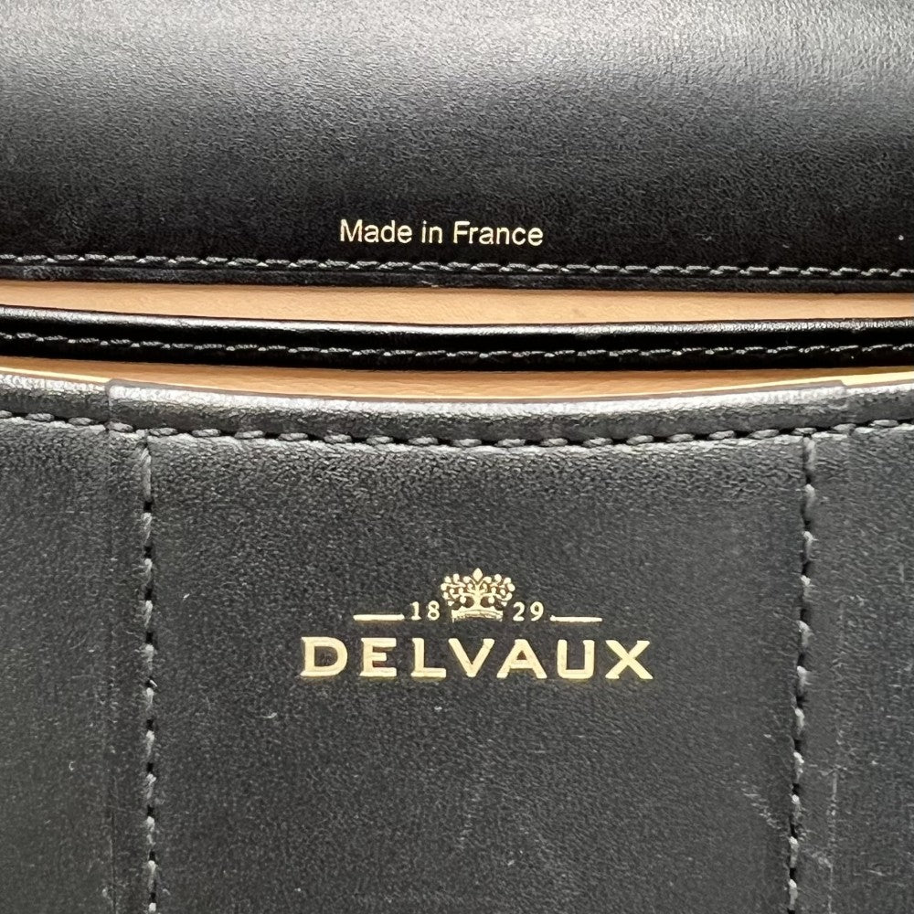 2WAY デルヴォー ブリヨンミニ ハンドバッグ ショルダーバッグ DELVAUX かばん 鞄 レザー ブラック 黒 ゴールド金具 レディース【中古品】