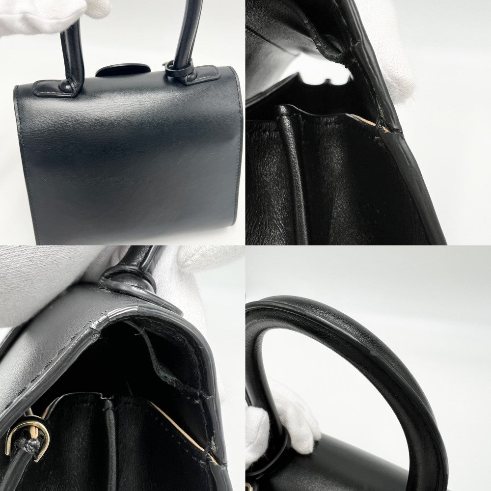 2WAY デルヴォー ブリヨンミニ ハンドバッグ ショルダーバッグ DELVAUX かばん 鞄 レザー ブラック 黒 ゴールド金具 レディース【中古品】