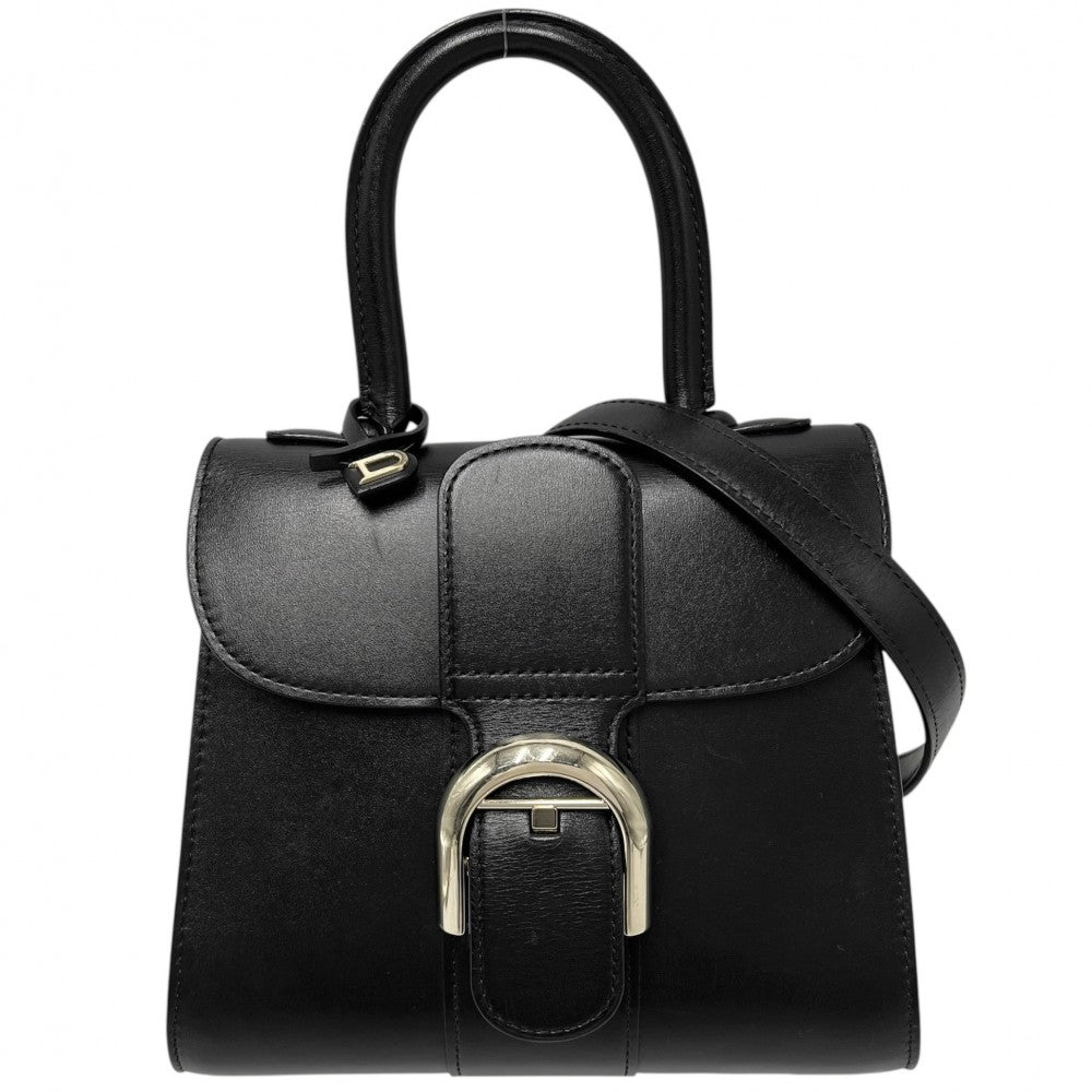 2WAY デルヴォー ブリヨンミニ ハンドバッグ ショルダーバッグ DELVAUX かばん 鞄 レザー ブラック 黒 ゴールド金具 レディース【中古品】