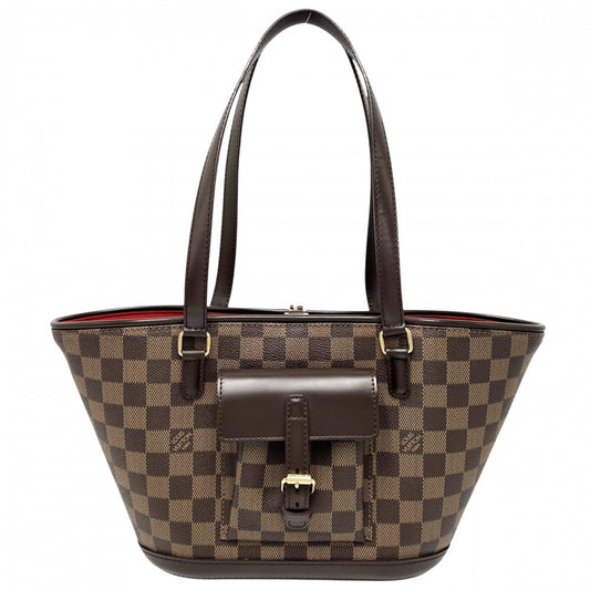【開店SALE】 LOUIS VUITTON ルイヴィトン トートバッグ ダミエ マノスクPM ハンドバッグ 鞄 かばん N51121 ブラウン 茶 ゴールド金具 レディース【中古品】
