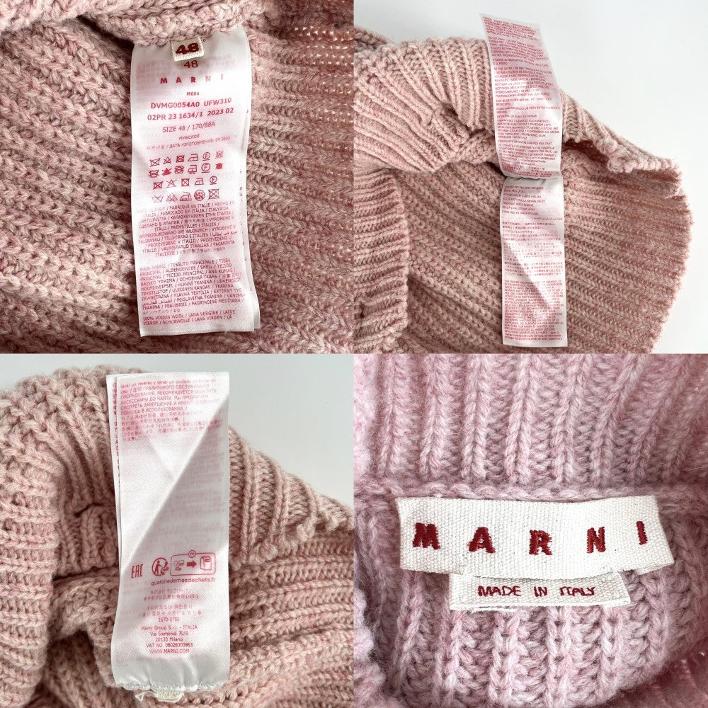 MARNI マルニ ニット デストロイ ダメージ ハイネック 24AW 服 アパレル 48 DVMG0054A0 ピンク 秋 冬 ビーガンウール レディース【中古品】