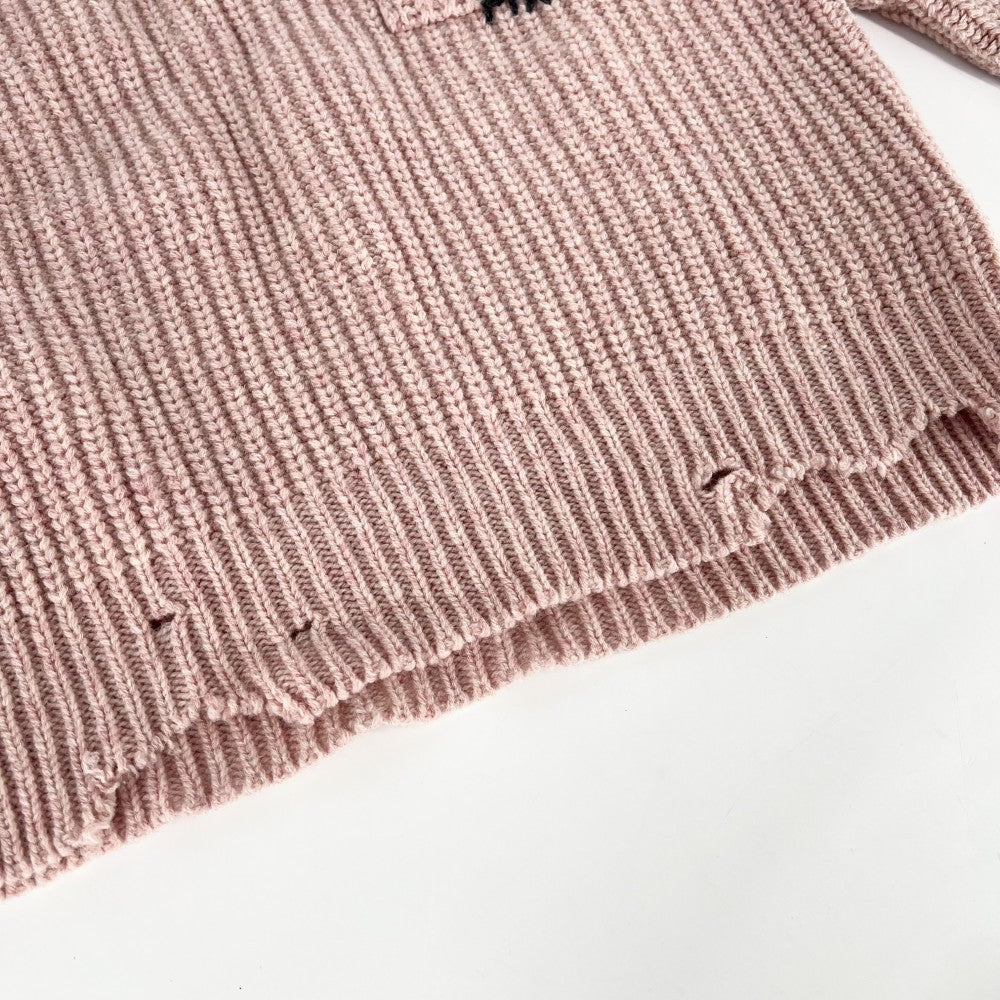 【開店SALE】 MARNI マルニ ニット デストロイ ダメージ ハイネック 24AW 服 アパレル 48 DVMG0054A0 ピンク 秋 冬 ビーガンウール レディース【中古品】
