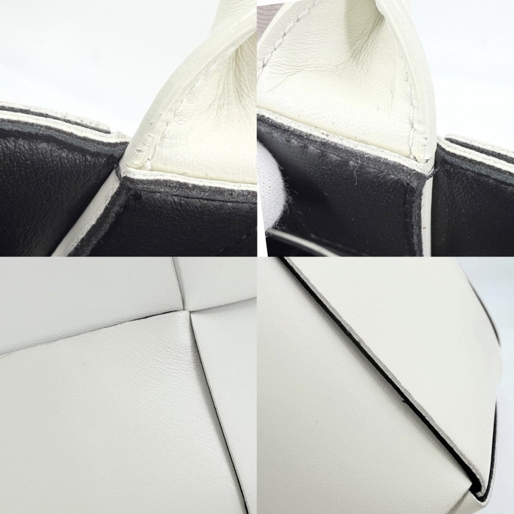 BOTTEGAVENETA ボッテガヴェネタ ハンドバッグ マキシイントレチャート スモール アルコトート トートバッグ ポーチ付き 652867 レザー ホワイト 白 ブラック 黒 シルバー金具 レディース【中古品】